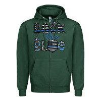 Sports Green back the blue1 Zipper Hoodie - CowhideDigitalArt