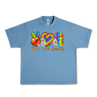 Pebble Blue peace love equality Urban Heavy Tee - texasbilliewilder