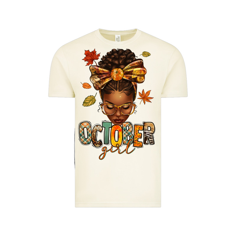October Girl Afro Woman Fall Vintage Tee by texasbilliewilder | Teevron