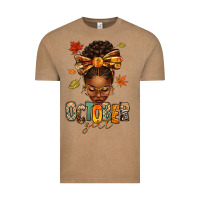 Vintage Coffee october girl afro woman fall Vintage Tee - texasbilliewilder