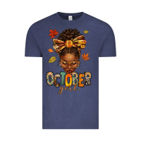 Vintage Denim october girl afro woman fall Vintage Tee - texasbilliewilder