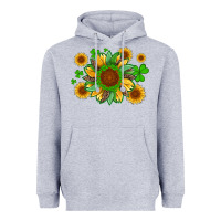 Heather Grey st patricks sunflowers with shamrock and glitters with leopard Heavyweight Hoodie - Artiststas