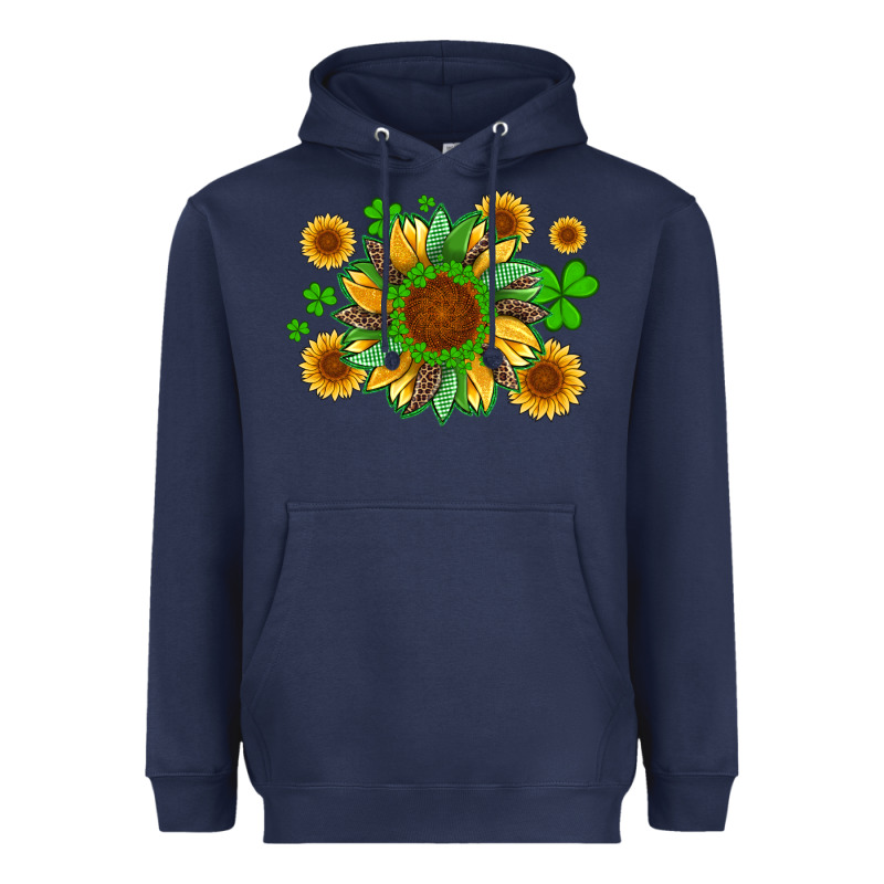 St Patricks Sunflowers With Shamrock And Glitters With Leopard Heavyweight Hoodie by Artiststas | Teevron