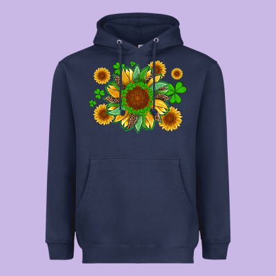 St Patricks Sunflowers With Shamrock And Glitters With Leopard Heavyweight Hoodie Designed By Artiststas