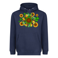 Navy st patricks sunflowers with shamrock and glitters with leopard Heavyweight Hoodie - Artiststas