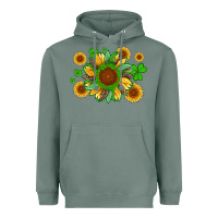 Sage st patricks sunflowers with shamrock and glitters with leopard Heavyweight Hoodie - Artiststas