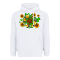 White st patricks sunflowers with shamrock and glitters with leopard Heavyweight Hoodie - Artiststas