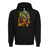 Black free spirit sunflower and indian headdress Zipper Hoodie - HRA Design Shop