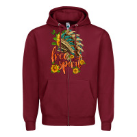 Burgundy free spirit sunflower and indian headdress Zipper Hoodie - HRA Design Shop