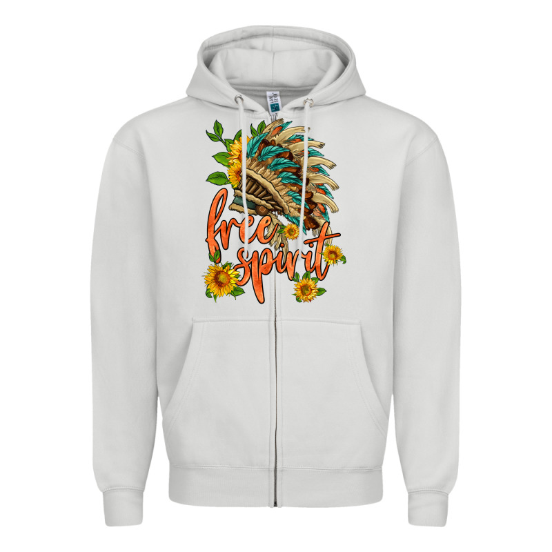Free Spirit Sunflower And Indian Headdress Zipper Hoodie by HRA Design Shop | Teevron