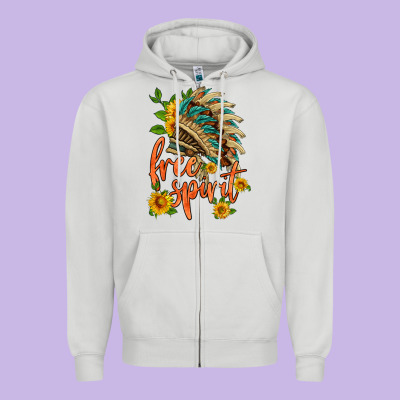Free Spirit Sunflower And Indian Headdress Zipper Hoodie Designed By Hra Design Shop