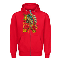 Red free spirit sunflower and indian headdress Zipper Hoodie - HRA Design Shop
