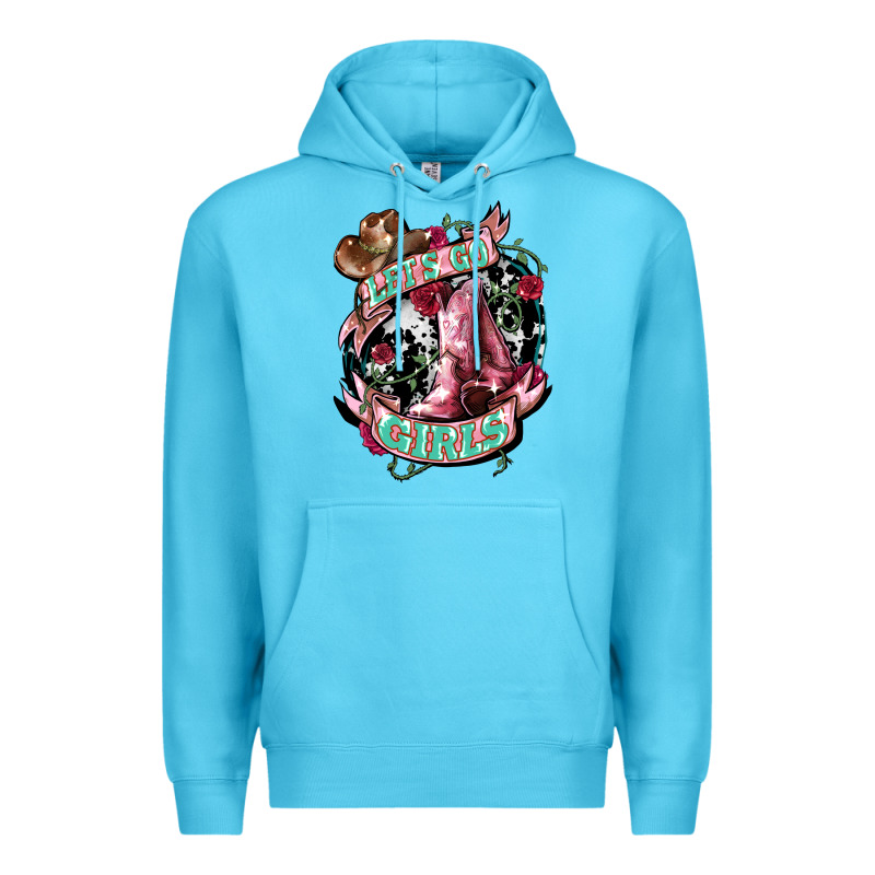 Lets Go Girls Cowboy Boots Cowgirl Premium Hoodie by NancyCooperArtShop | Teevron