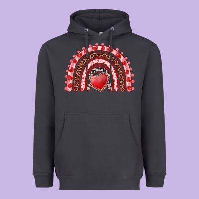 Valentine's Day Rainbow With Heart Heavyweight Hoodie Designed By Adodesignshop