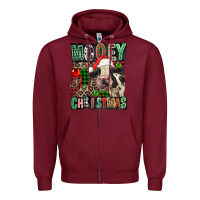 Burgundy Mooey christmas Zipper Hoodie - FaDigitalArtStudio