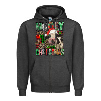 Charcoal Heather Mooey christmas Zipper Hoodie - FaDigitalArtStudio