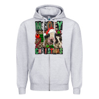 Heather Grey Mooey christmas Zipper Hoodie - FaDigitalArtStudio