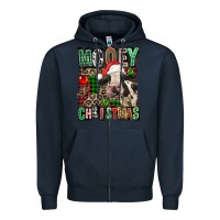 Navy Mooey christmas Zipper Hoodie - FaDigitalArtStudio