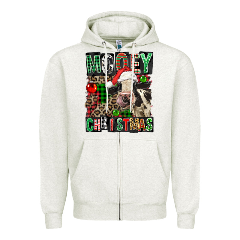 Mooey Christmas Zipper Hoodie by FaDigitalArtStudio | Teevron