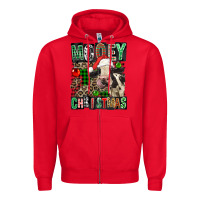 Red Mooey christmas Zipper Hoodie - FaDigitalArtStudio