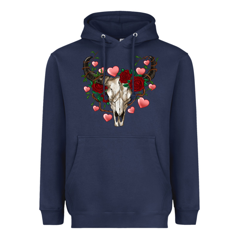Valentine's Bull Skull Heavyweight Hoodie by AdoDesignShop | Teevron