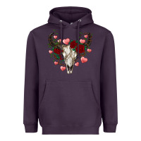 Plum valentine's bull skull Heavyweight Hoodie - AdoDesignShop