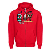 Red baseball Zipper Hoodie - CowhideDigitalArt