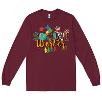 Burgundy social worker Long Sleeve Tee - Zillion Design Studio