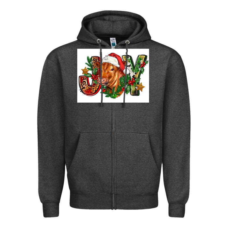 Christmas Heifer Joy Zipper Hoodie by FaDigitalArtStudio | Teevron