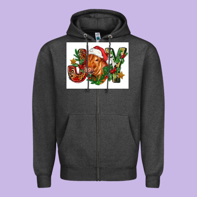Christmas Heifer Joy Zipper Hoodie Designed By Fadigitalartstudio