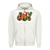 Oatmeal Heather christmas heifer joy Zipper Hoodie - FaDigitalArtStudio
