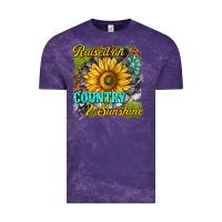 Cloud Purple raised on country and sunshine Vintage Tee - texasbilliewilder