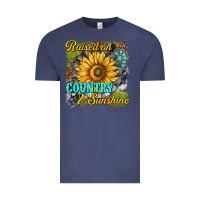 Vintage Denim raised on country and sunshine Vintage Tee - texasbilliewilder