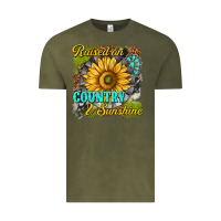 Vintage Olive raised on country and sunshine Vintage Tee - texasbilliewilder