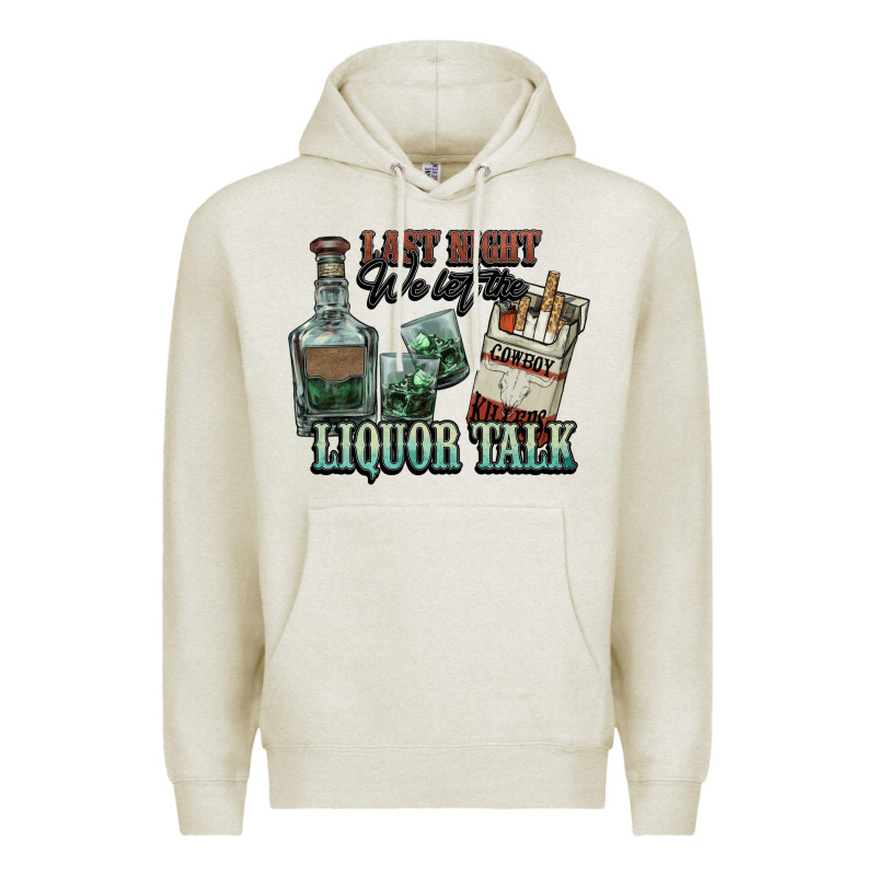 Last Night We Let The Liquor Talk Cowboy Western C Premium Hoodie by NancyCooperArtShop | Teevron