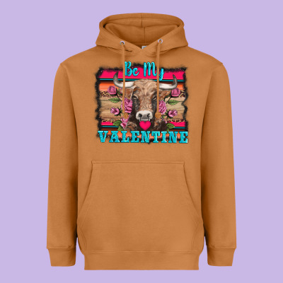 Be My Valentine With Cow Heavyweight Hoodie Designed By Adodesignshop