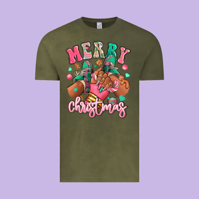 Vintage Tee pink merry christmas black girl sneakers