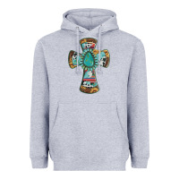 Heather Grey cross with leopard sunflower gemstone serape cowhide Heavyweight Hoodie - Artiststas