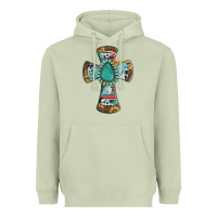 Matcha cross with leopard sunflower gemstone serape cowhide Heavyweight Hoodie - Artiststas