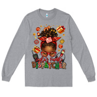 Heather Grey santa's favorite dispatcher afro messy bun Long Sleeve Tee - texasbilliewilder