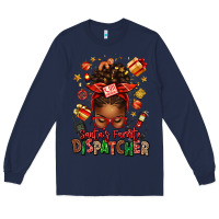 Navy santa's favorite dispatcher afro messy bun Long Sleeve Tee - texasbilliewilder