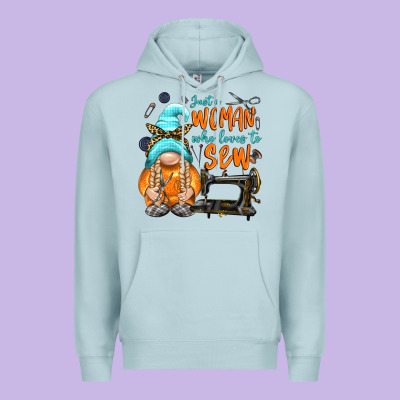 Just A Woman Who Loves To Sew Premium Hoodie Designed By Nancycooperartshop