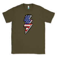 Army Green American lightning bold 4th of july Classic Tee - CowGirlArtShop