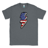 Charcoal Heather American lightning bold 4th of july Classic Tee - CowGirlArtShop