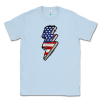 Dusty Blue American lightning bold 4th of july Classic Tee - CowGirlArtShop