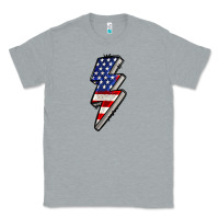 Heather Grey American lightning bold 4th of july Classic Tee - CowGirlArtShop