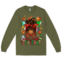 Army Green santa's favorite secretary afro messy bun Long Sleeve Tee - texasbilliewilder