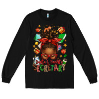 Black santa's favorite secretary afro messy bun Long Sleeve Tee - texasbilliewilder