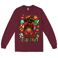 Burgundy santa's favorite secretary afro messy bun Long Sleeve Tee - texasbilliewilder