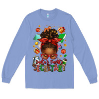 Colony Blue santa's favorite secretary afro messy bun Long Sleeve Tee - texasbilliewilder